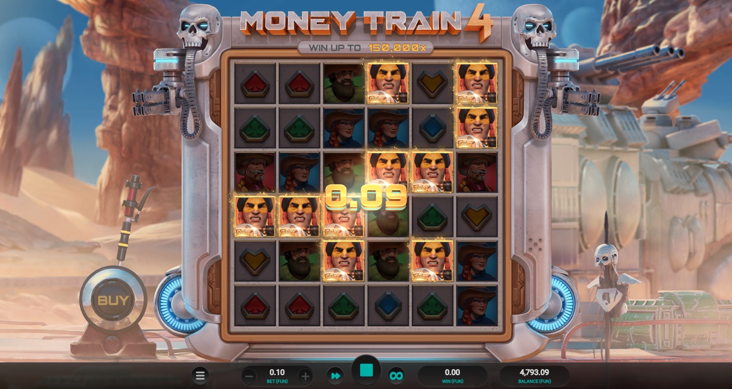 Money Train 4 big win screen – x8500 mega win celebration